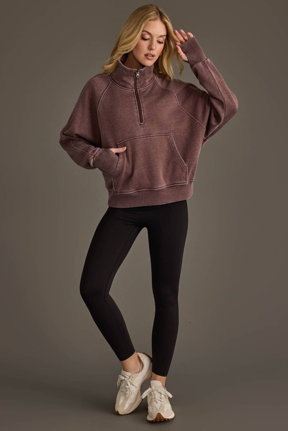 Reddish-Brown Quarter Zip Sweatshirt