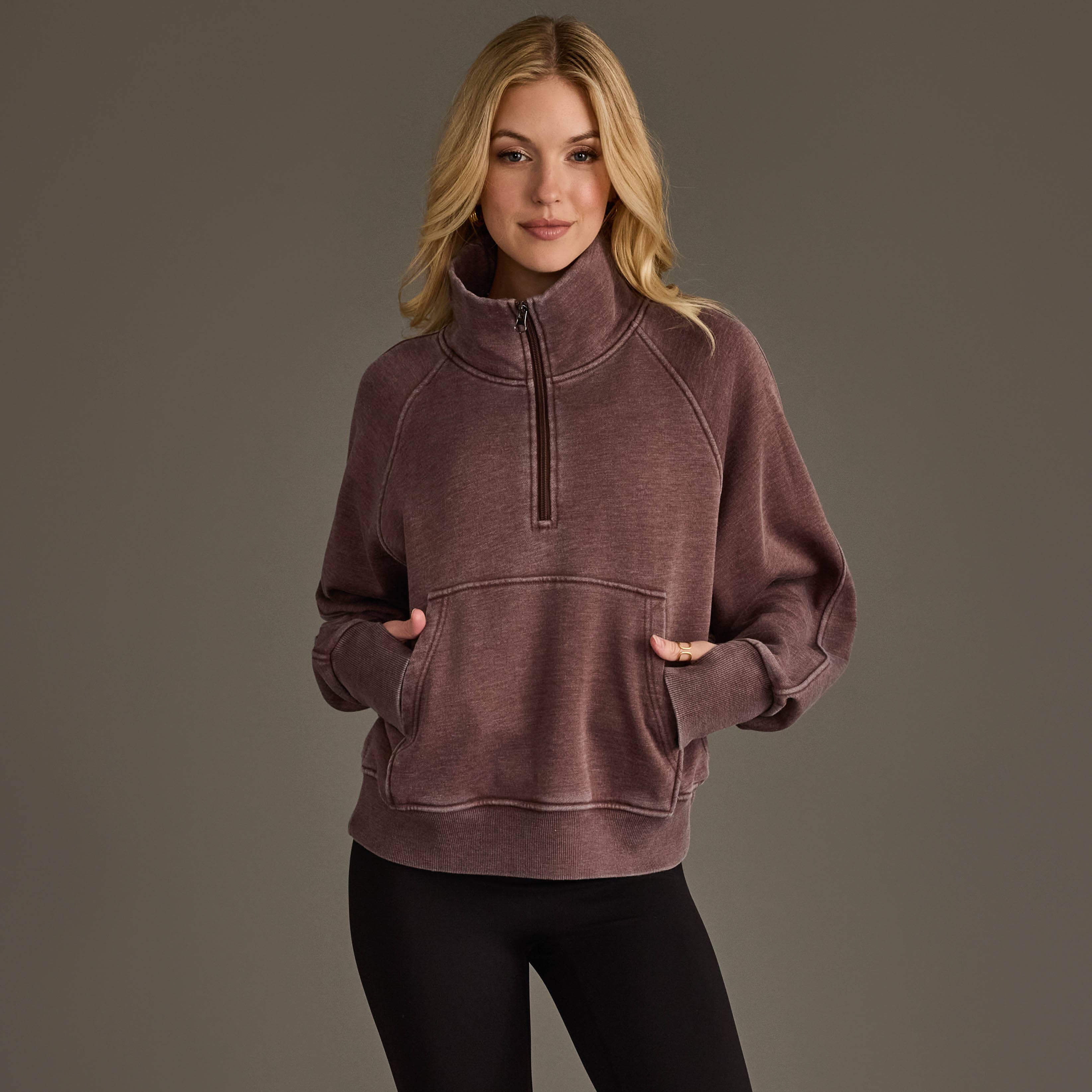 Reddish-Brown Quarter Zip Sweatshirt