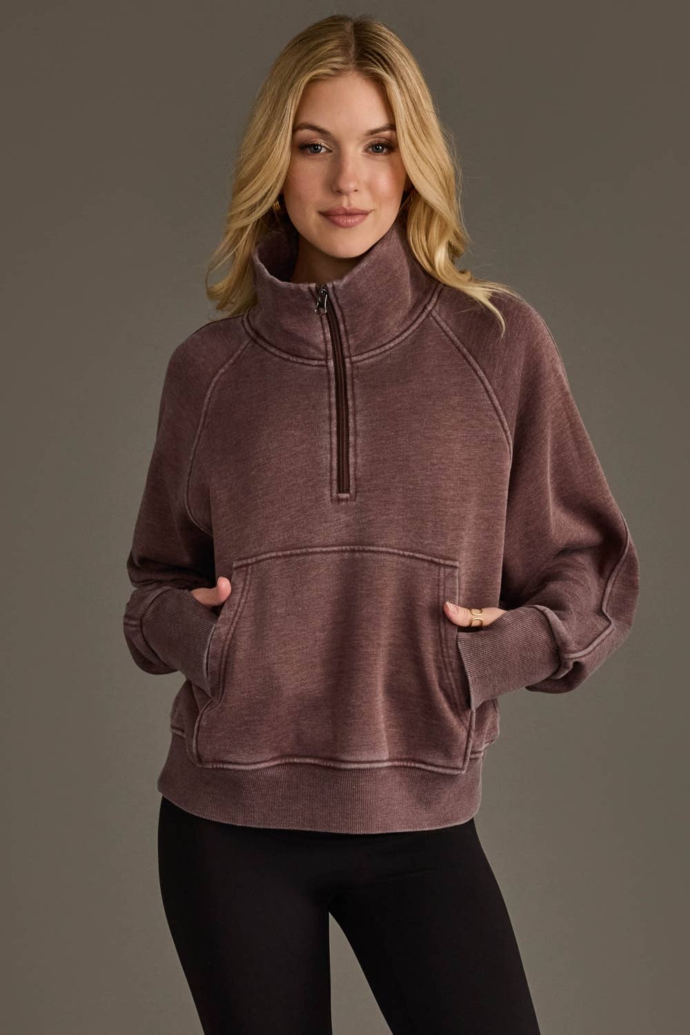 Reddish-Brown Quarter Zip Sweatshirt