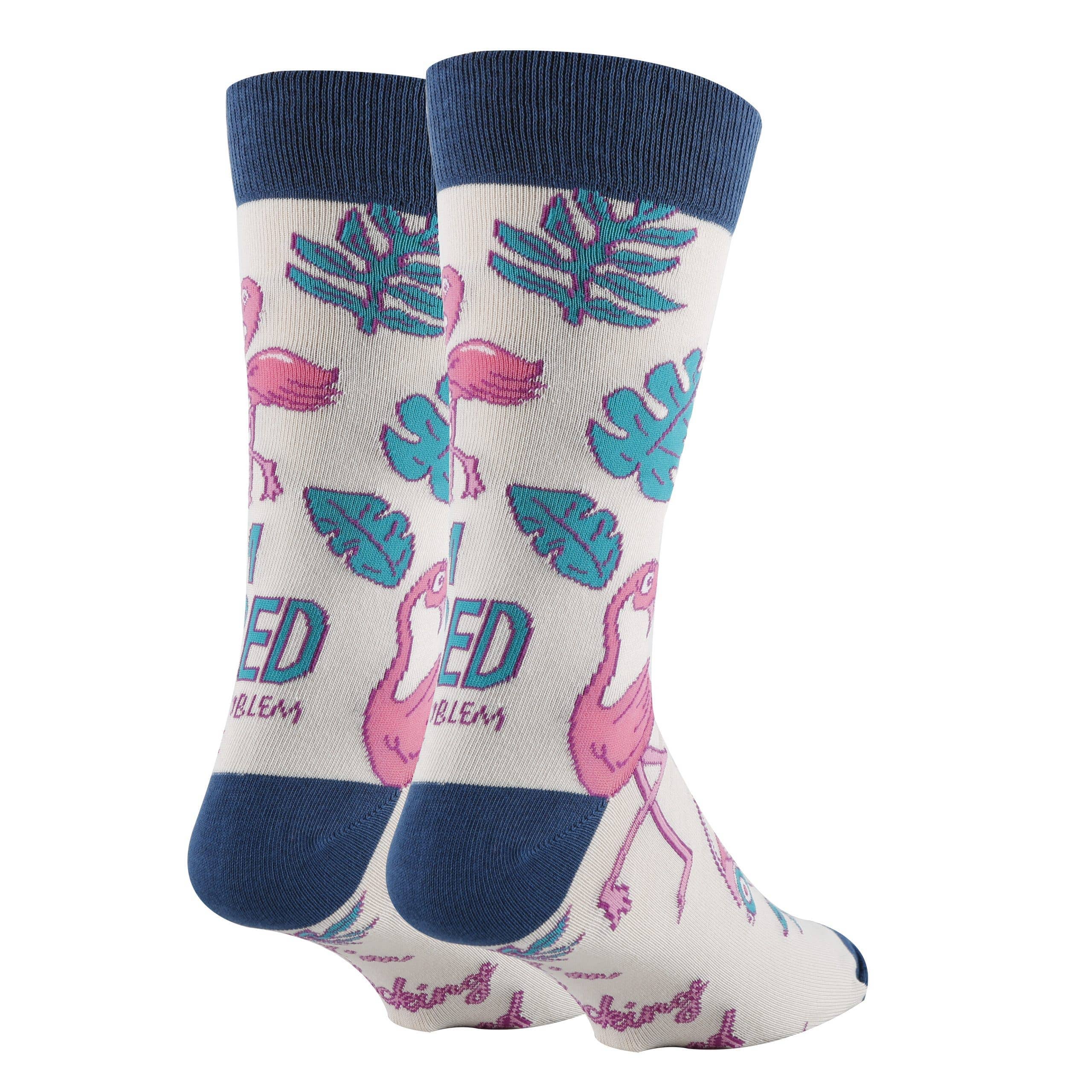 Retired Men's Funny Flamingo Cotton Crew Socks