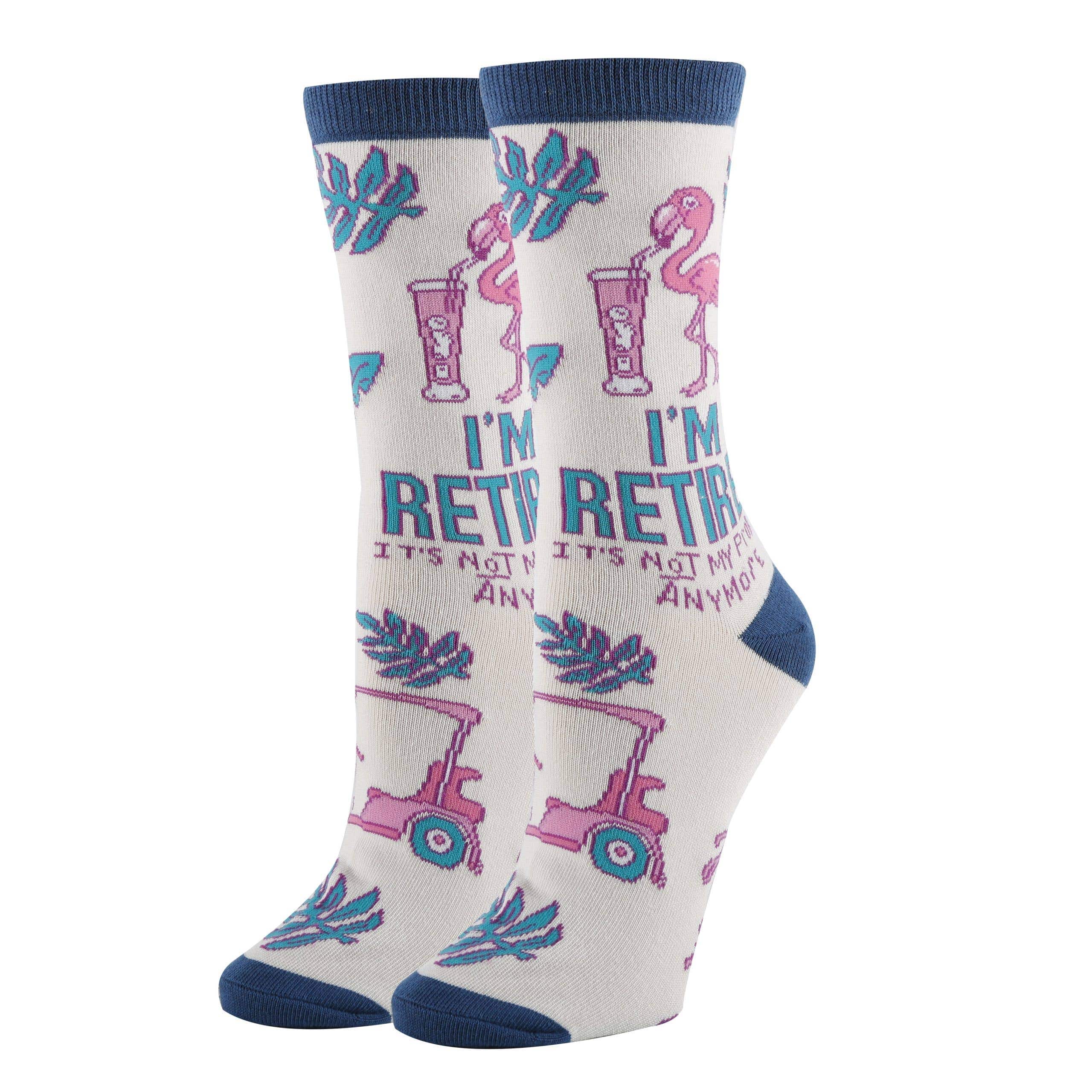 Oooh Yeah/Sock It Up/Oooh Geez Slippers Socks Retired Women's Funny Flamingo Cotton Crew Socks
