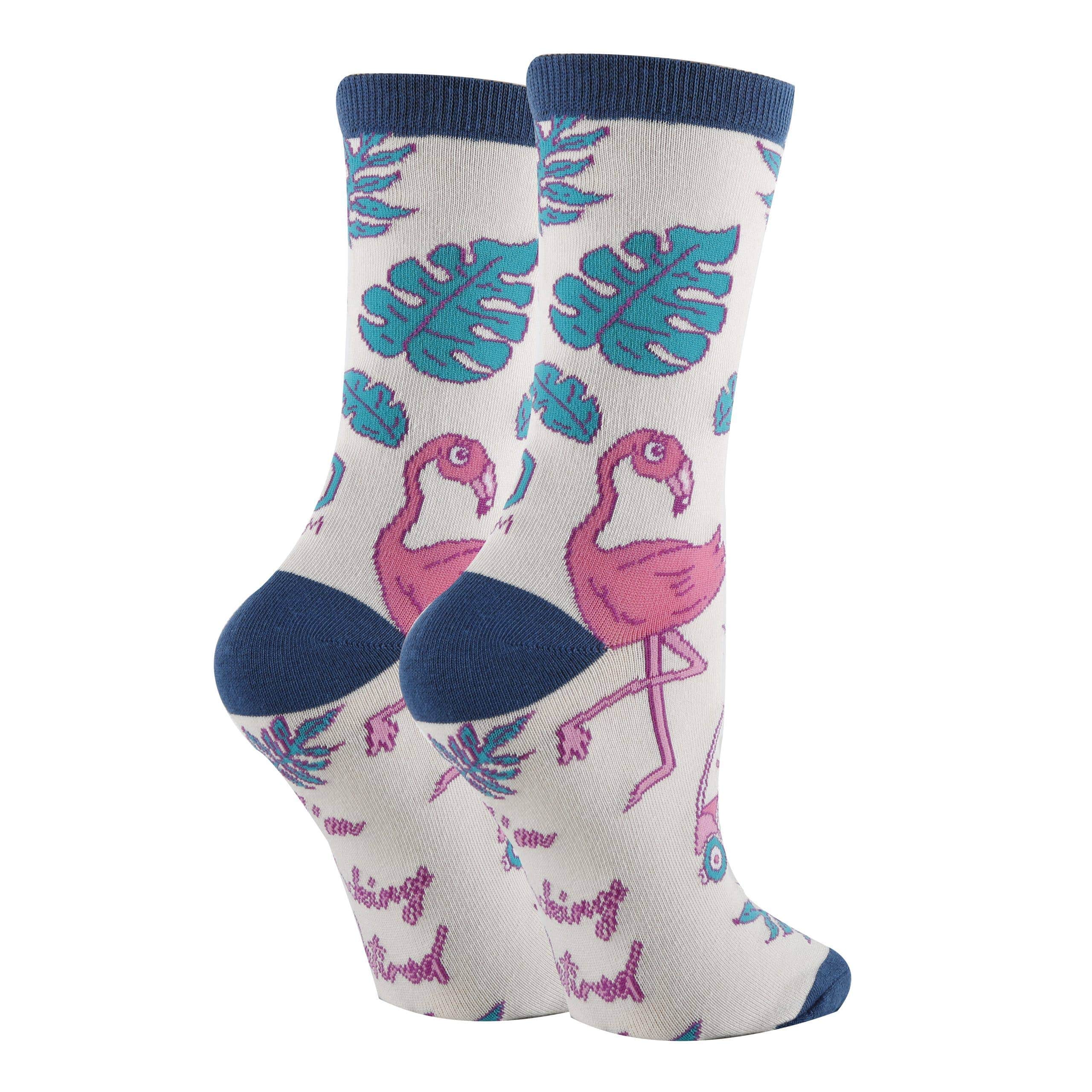 Oooh Yeah/Sock It Up/Oooh Geez Slippers Socks Retired Women's Funny Flamingo Cotton Crew Socks