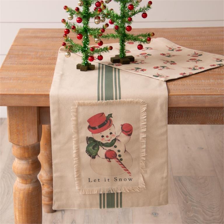Audrey's Seasonal Decor Reversible Vintage Snowman Table Runner