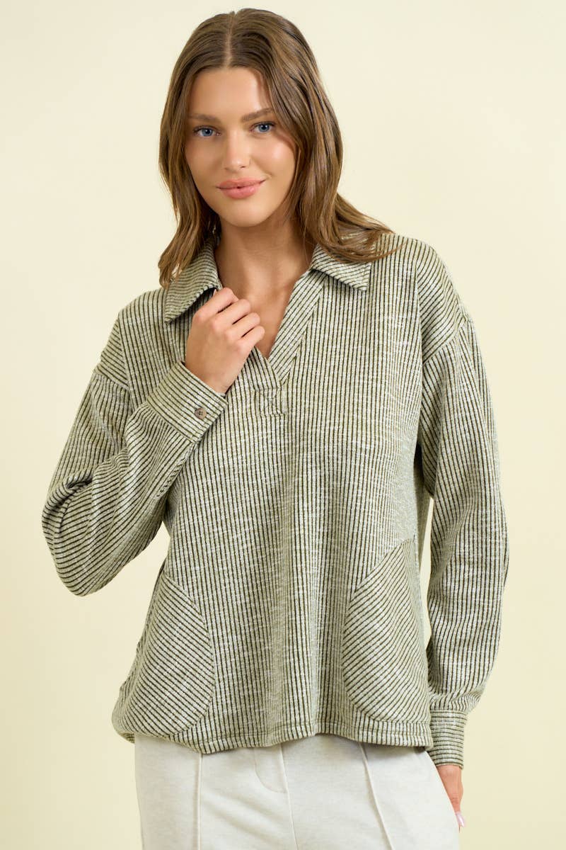 Doe and Rae Ribbed Pullover Shirt