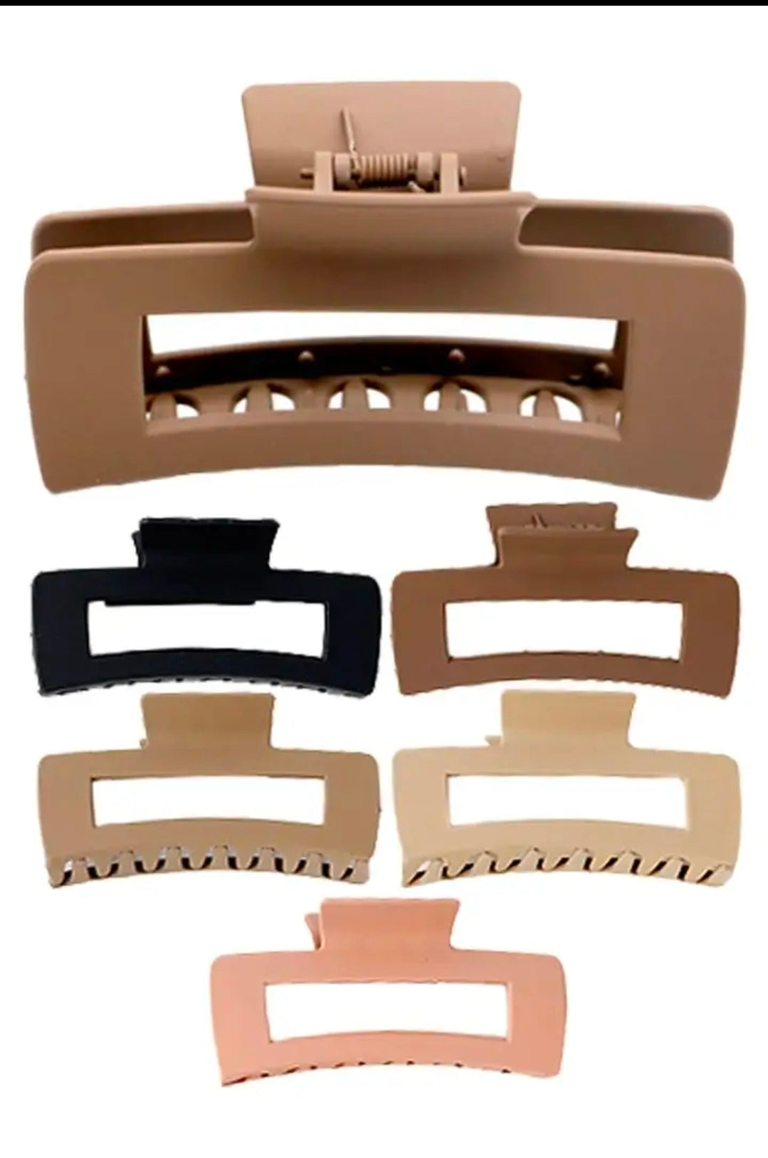 Wide Block Matte Earth Tone Hair Claw