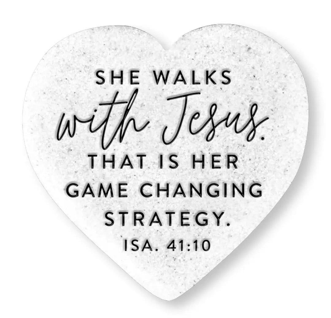 Stone Scripture Heart She Walks With Jesus