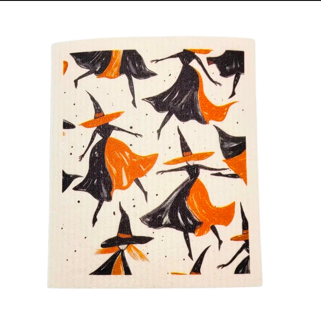 Halloween Dancing Witches Swedish Sponge Cloth