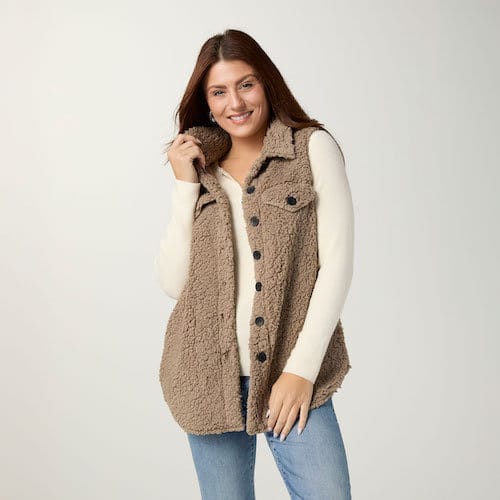 Ronnie Driftwood Long Vest with Pockets
