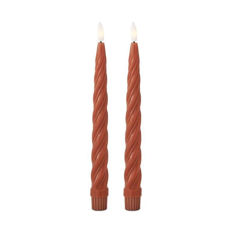 K&K LED Candle Rust Spiral LED Taper Candles w/Timer