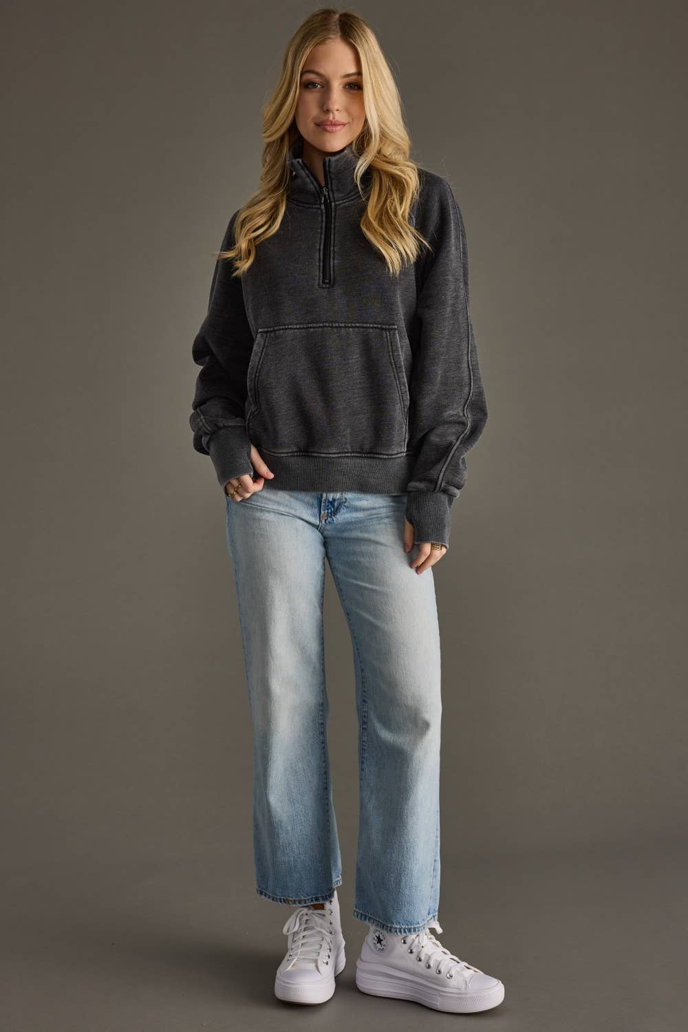 Ryleigh Charcoal Quarter Zip Sweatshirt