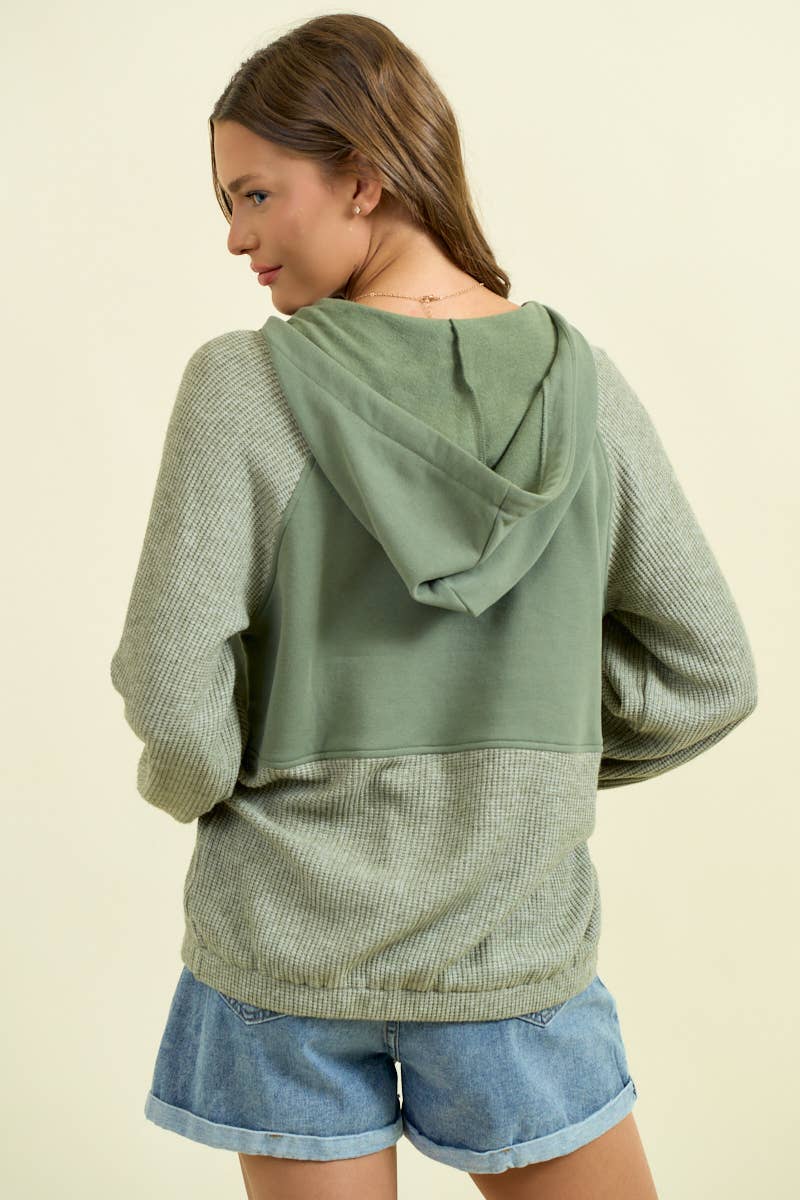 Sage Soft Knit Zip Up Hoodie