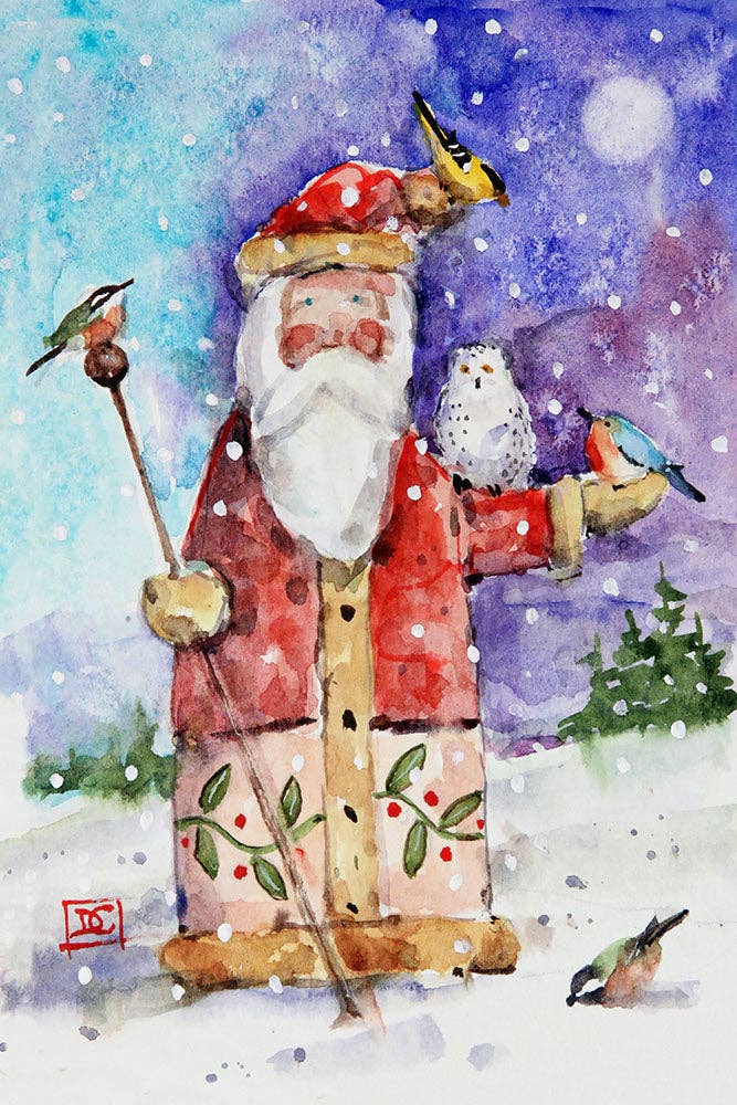 The Art of Dean Crouser Greeting Cards & Stickers Greeting Card Santa & Birds Greeting Card