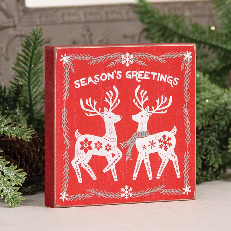 MJJ #8 (Melissa) Seasonal Decor Season's Greetings Sweater Reindeer Block