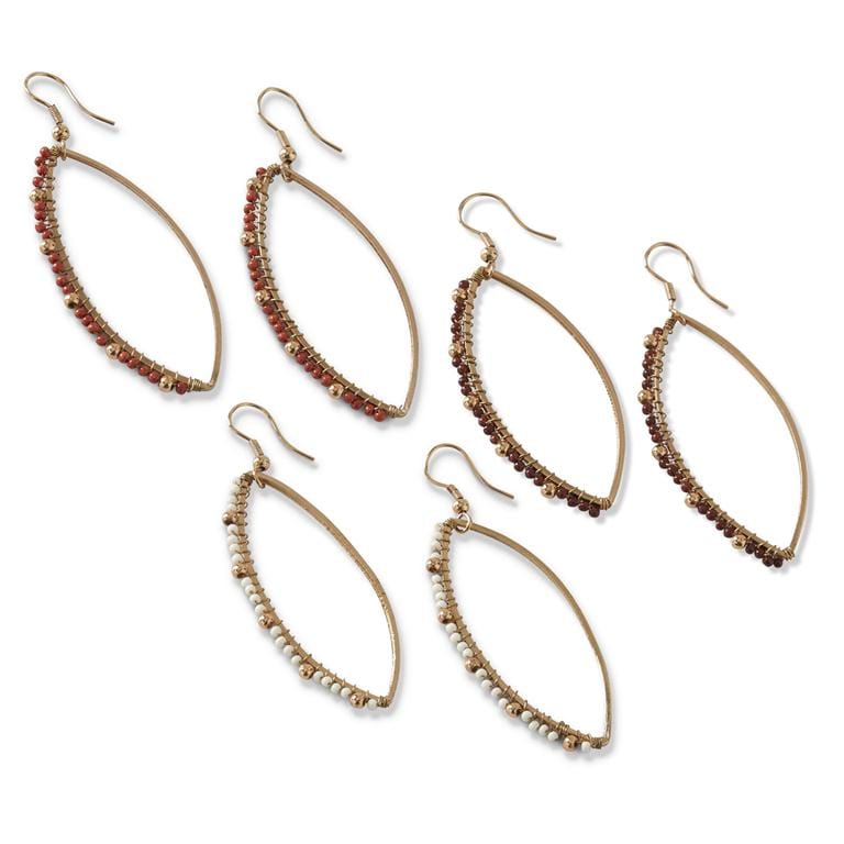 Seed Bead Oval Hoop Earrings