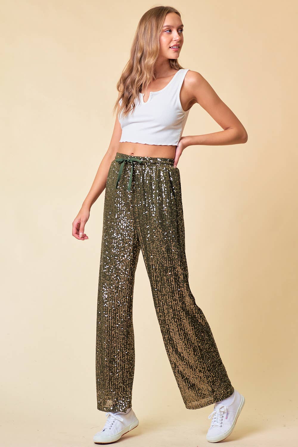 Doe and Rae Pants Sequin Straight Pants