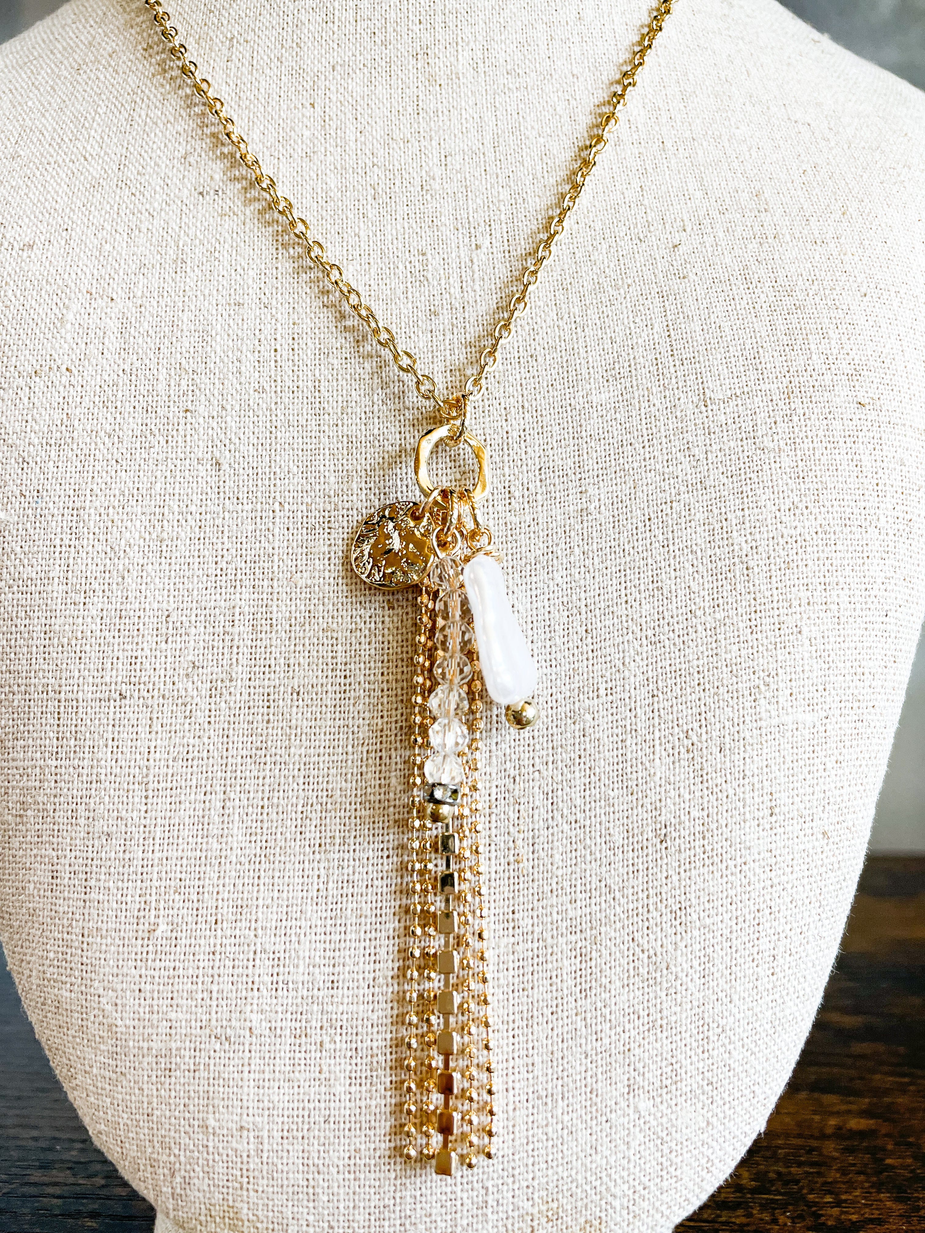 Lost & Found Trading Co. Necklace Short Shower Pearl Charm Necklace