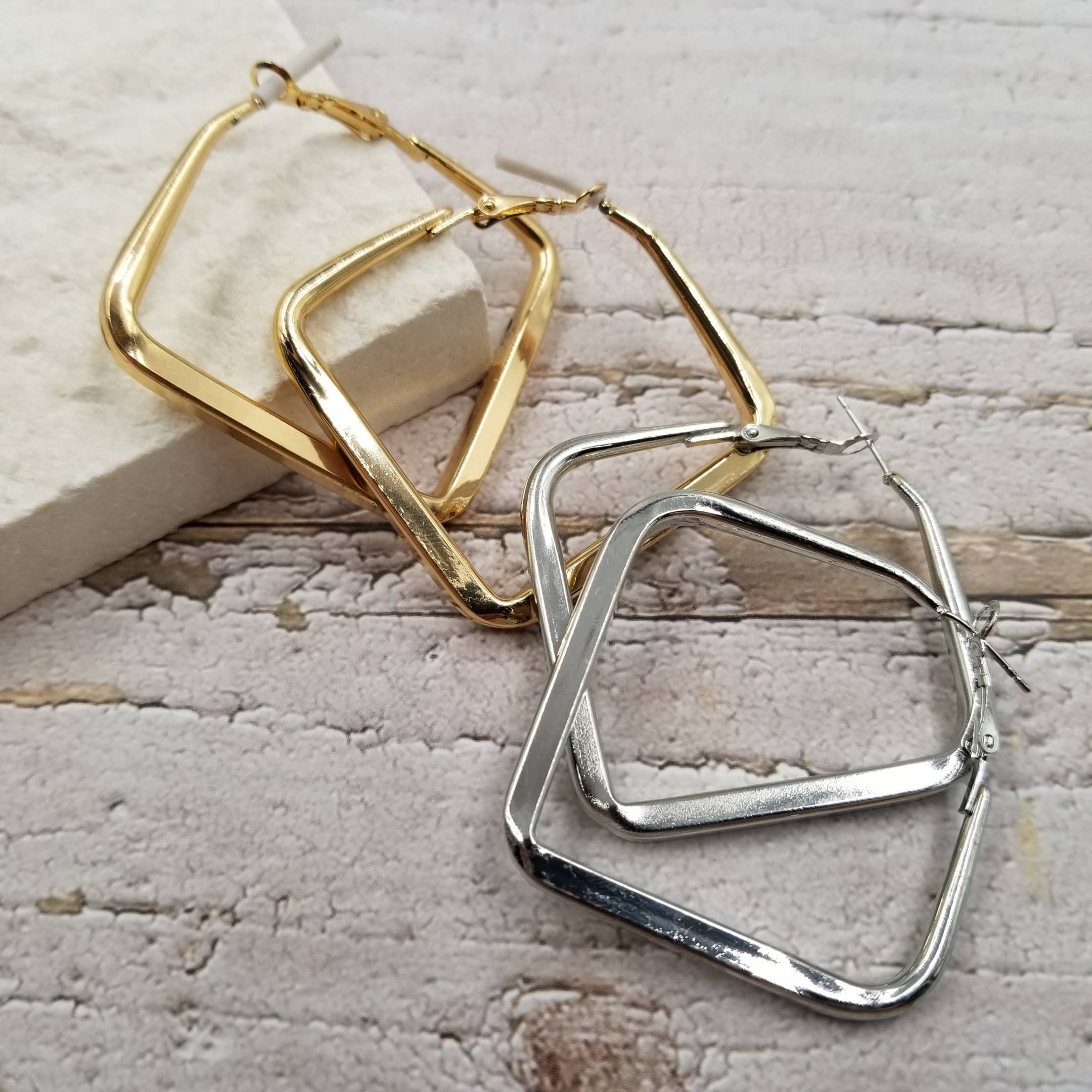Treasure Wholesale Earrings Silver Geometric Square Earrings