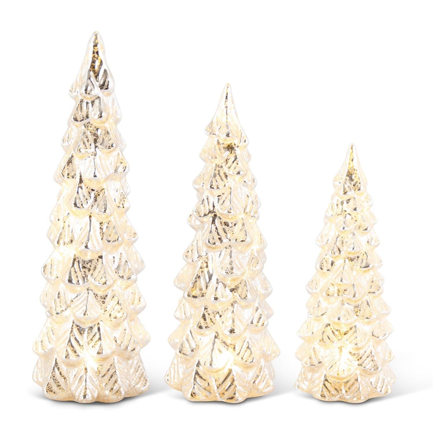 Silver LED Glittered Mercury Glass Trees