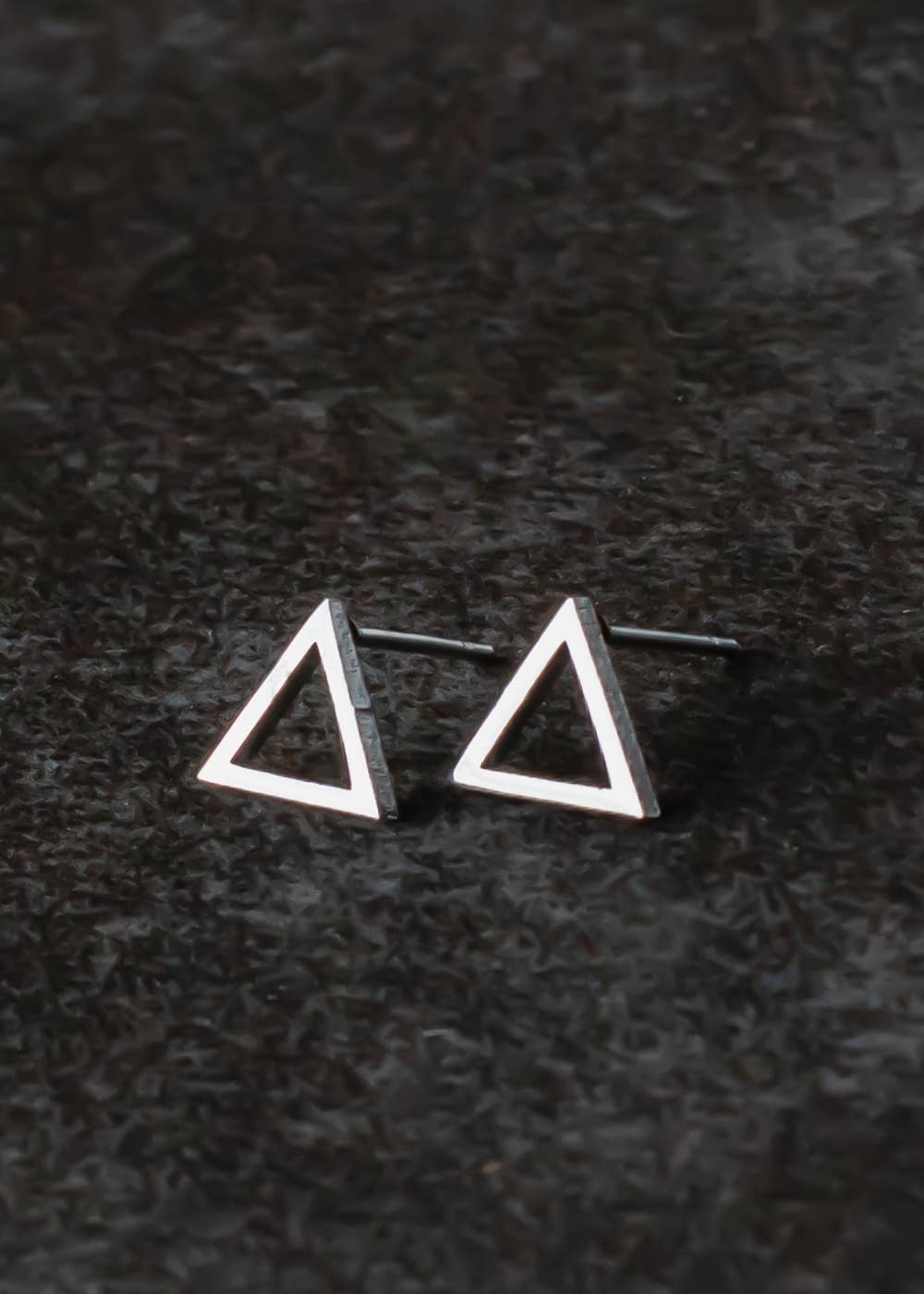 Silver Open Triangle Stud Earrings