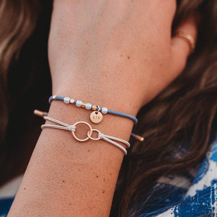K'lani hair tie bracelets Hair Tie "Sisters" Gold and Pearl Shareable Hair Tie Bracelet Set