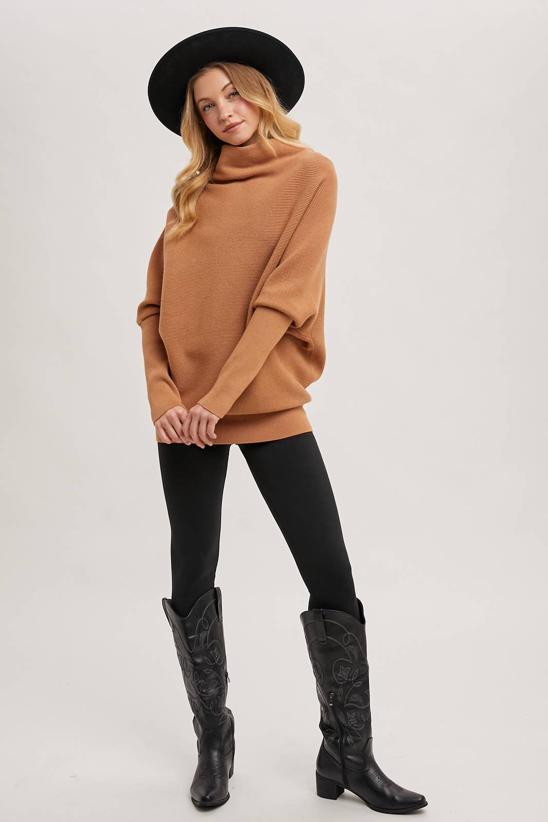 SLOUCH NECK DOLMAN SLEEVED PULLOVER: HUNTER GREEN / M/L