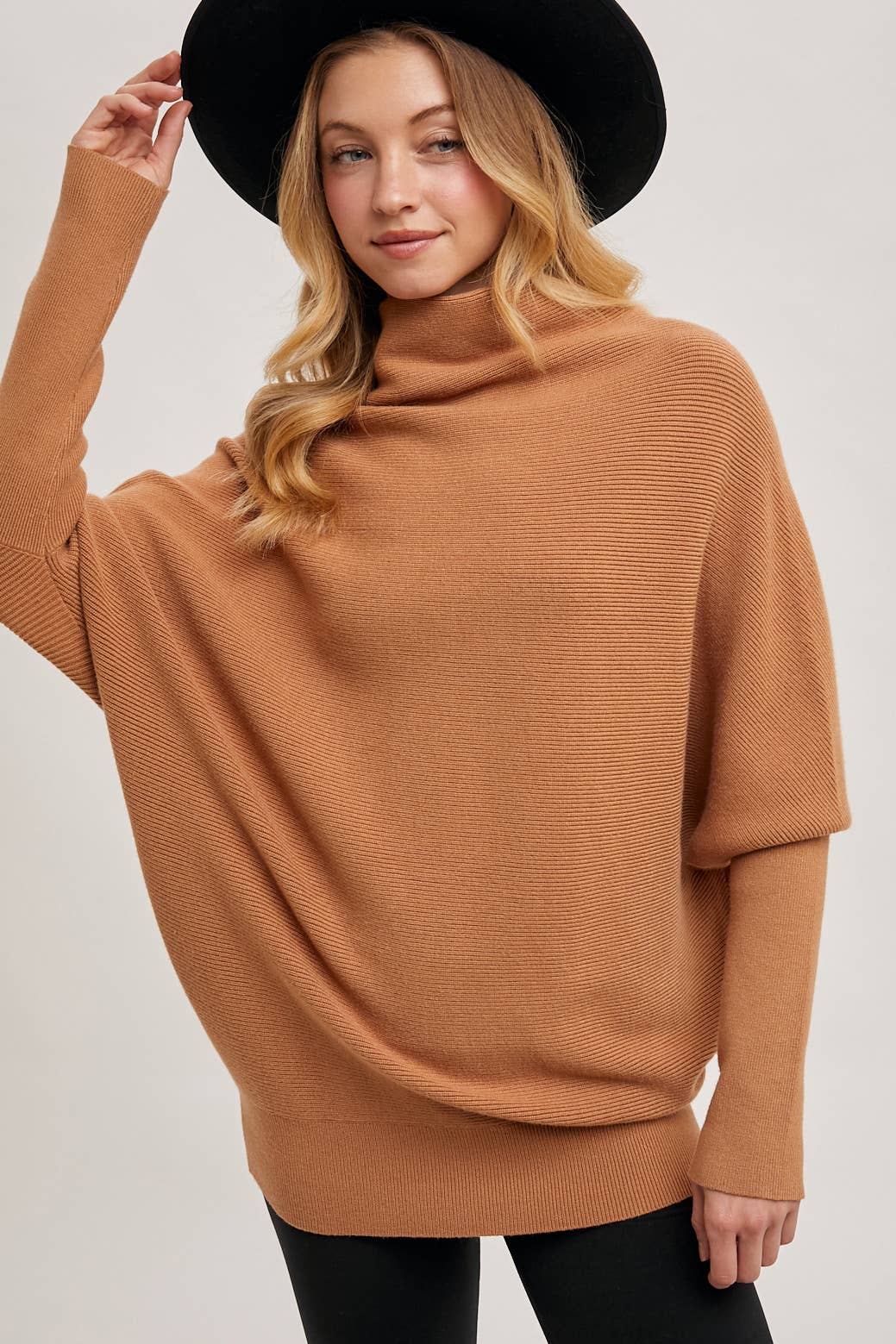 SLOUCH NECK DOLMAN SLEEVED PULLOVER: HUNTER GREEN / M/L
