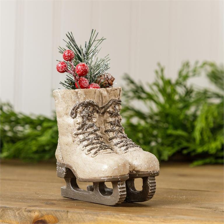 Audrey's Seasonal Decor Small Ice Skates Pot