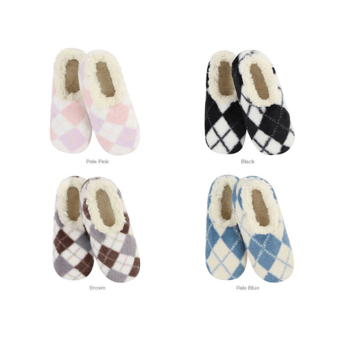 Snoozie's Womens Faux Fur Argyle Slippers