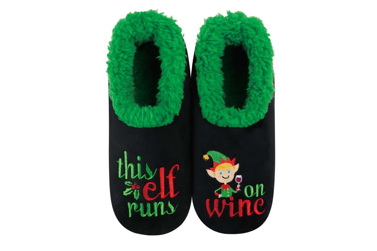 Snoozies This Elf Runs On Wine Women's Slipper