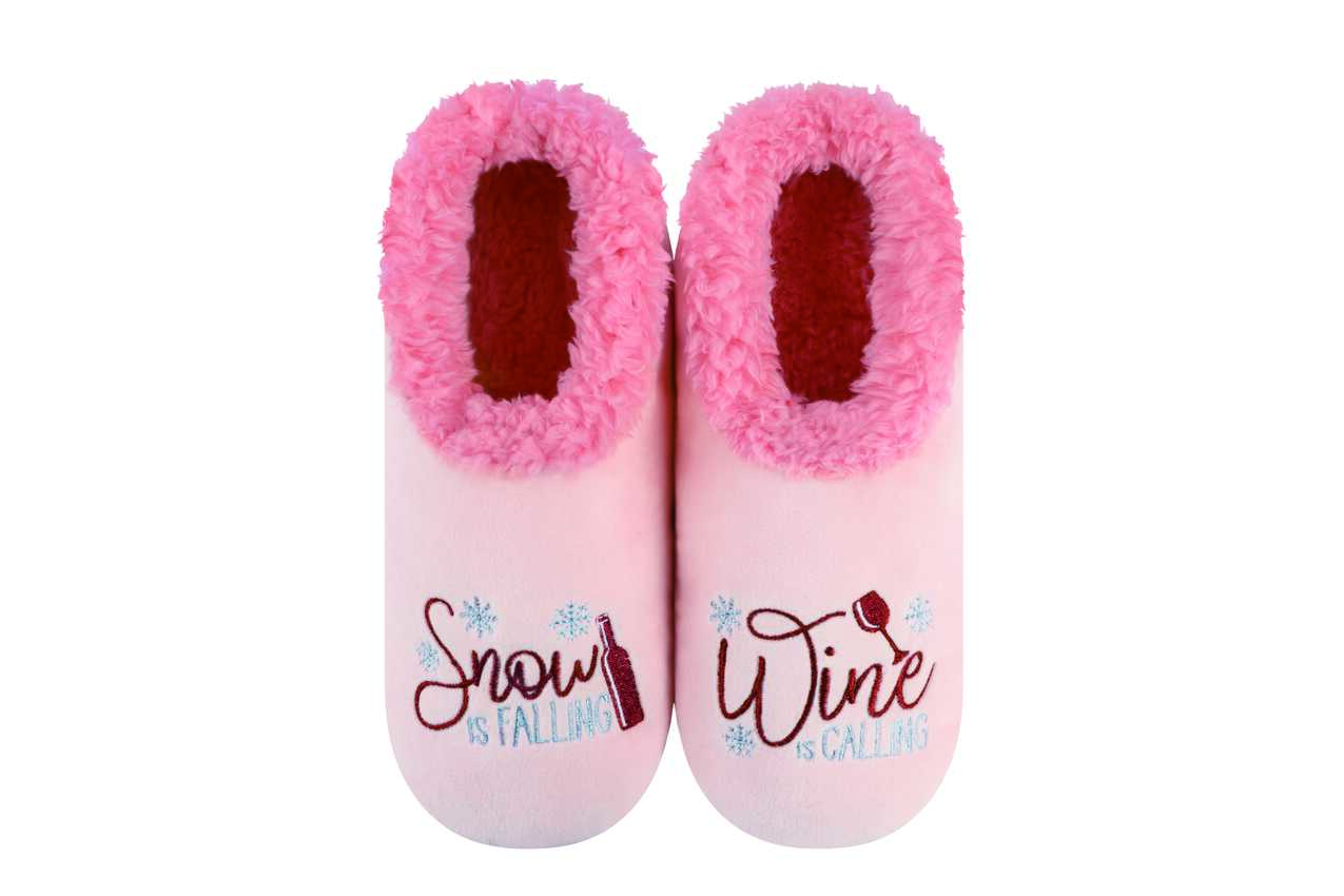 Snoozies Slippers Snow Is  Falling Wine Is Calling - Women's Snoozies Slippers