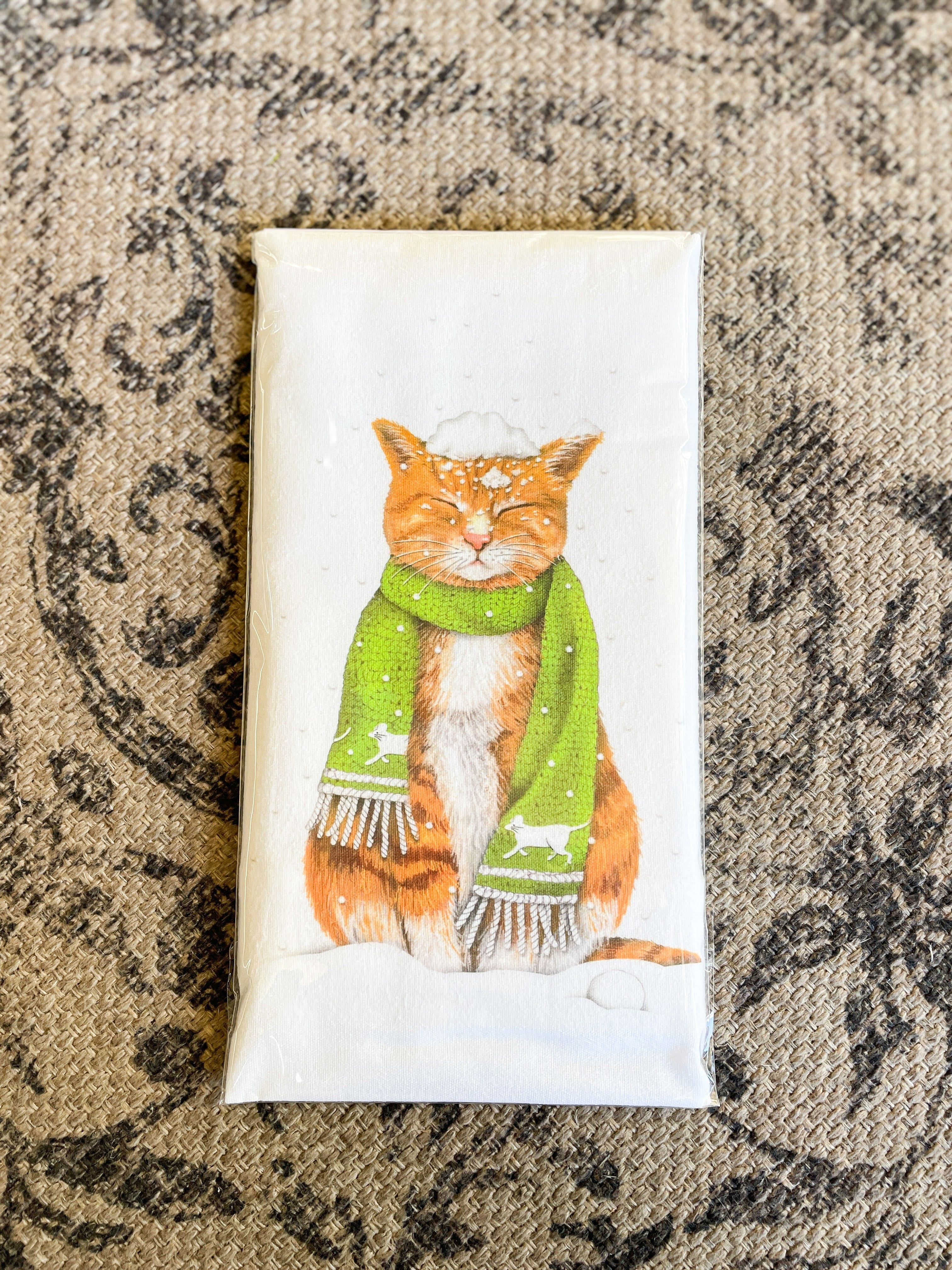 Snow pile Cat Tea Towel