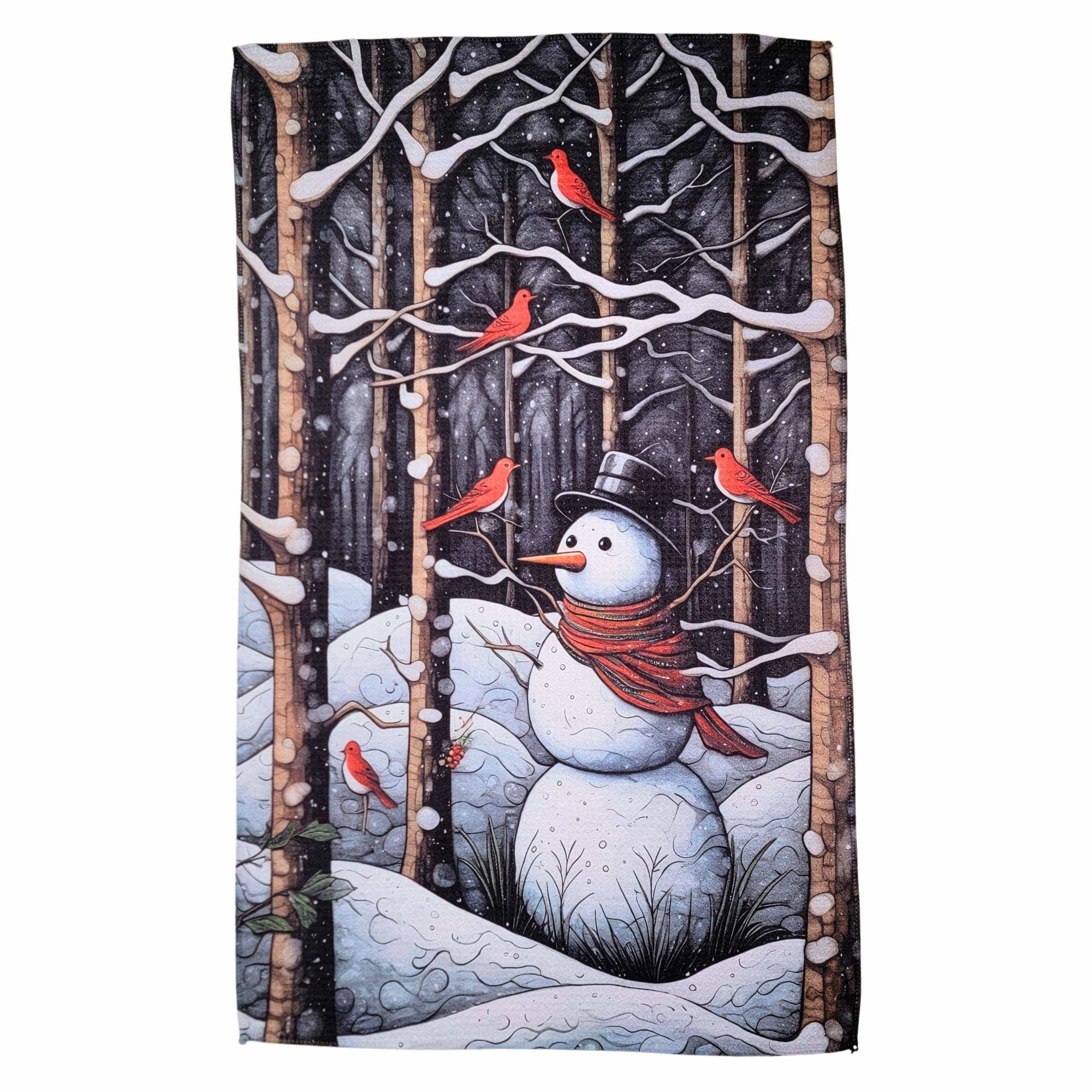 Driftless Studios Kitchen Towel Snowman & Cardinals Kitchen Waffle Towel