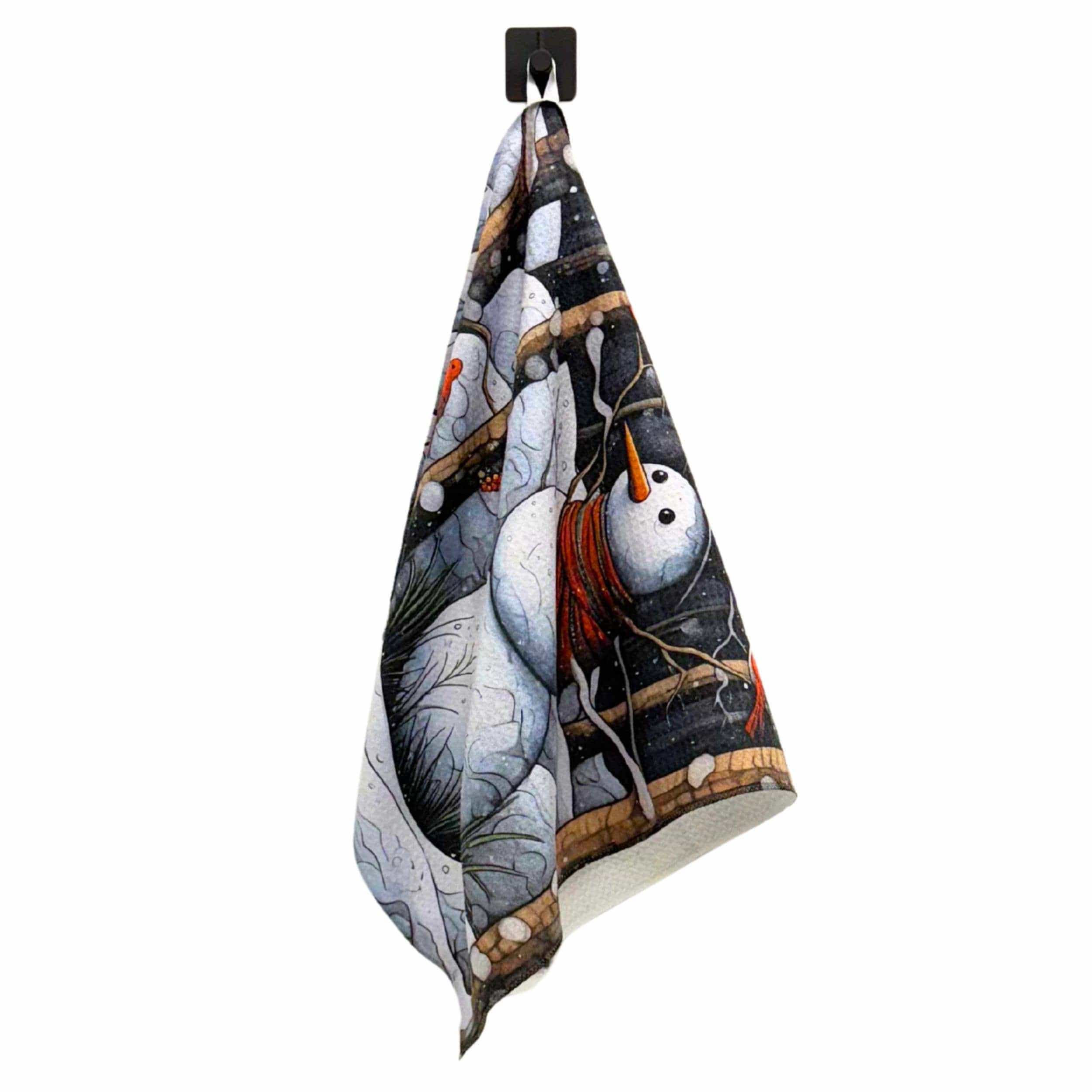 Driftless Studios Kitchen Towel Snowman & Cardinals Kitchen Waffle Towel