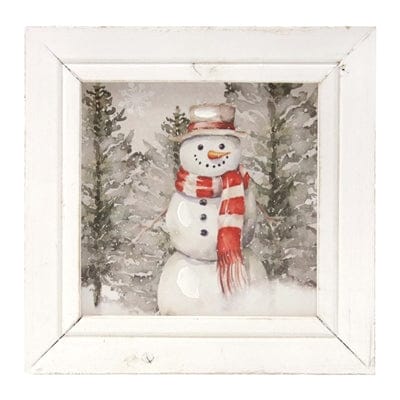 WT Collection Seasonal Decor Snowman w/Red Scarf Framed Print