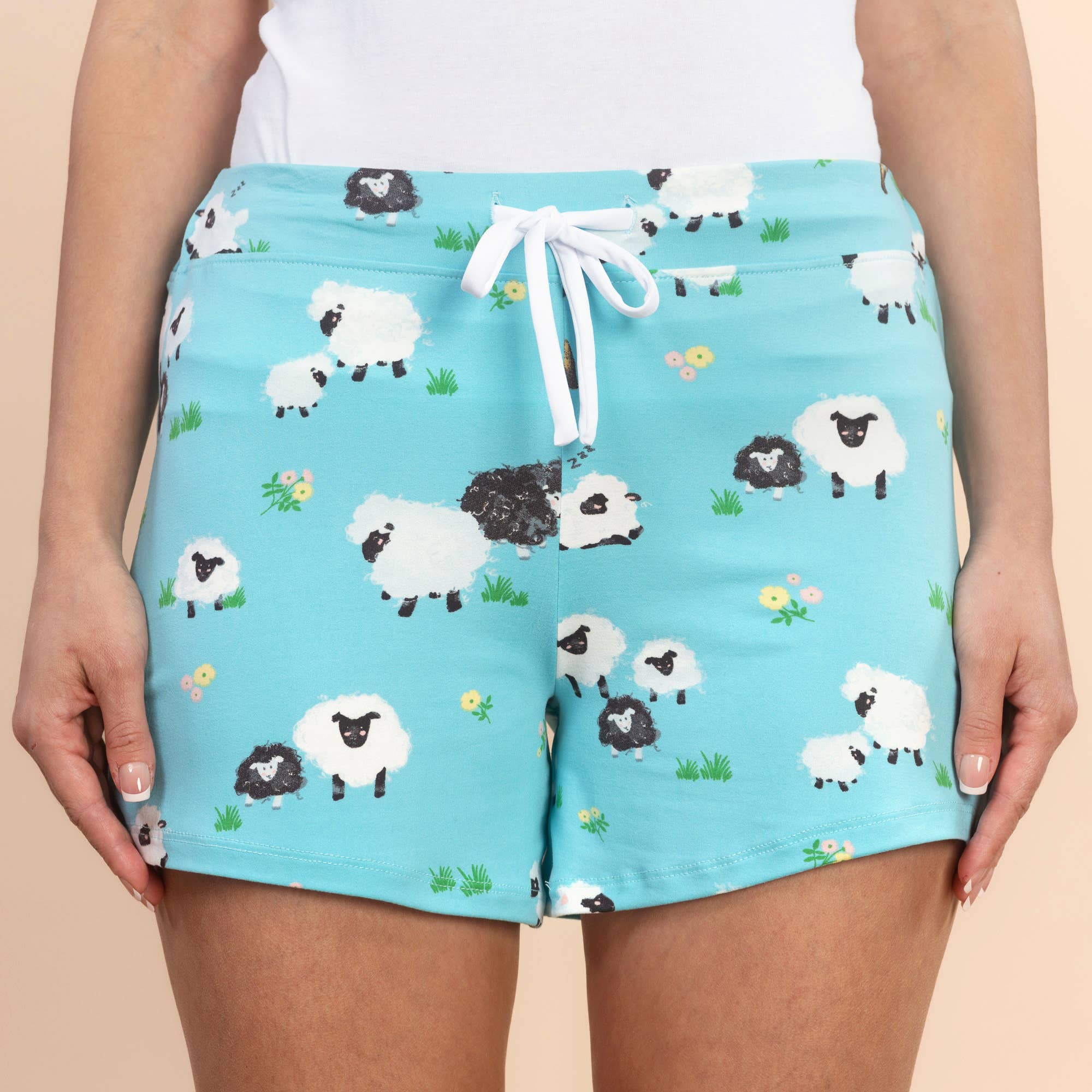 Soft Blue Sleepy Sheep Pajama Shorts