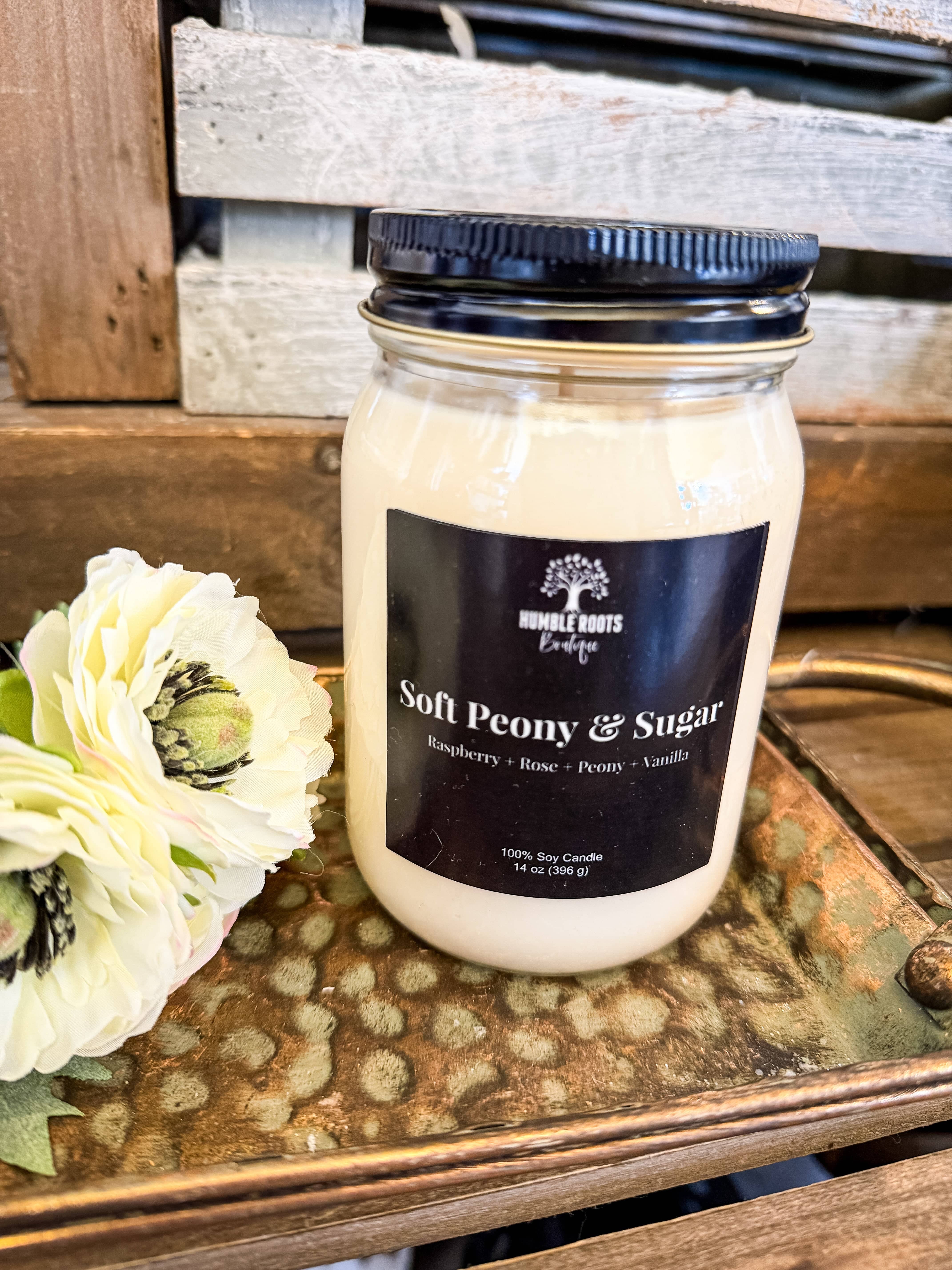 Humble Roots Boutique Candle Soft Peony & Sugar Soy Candle