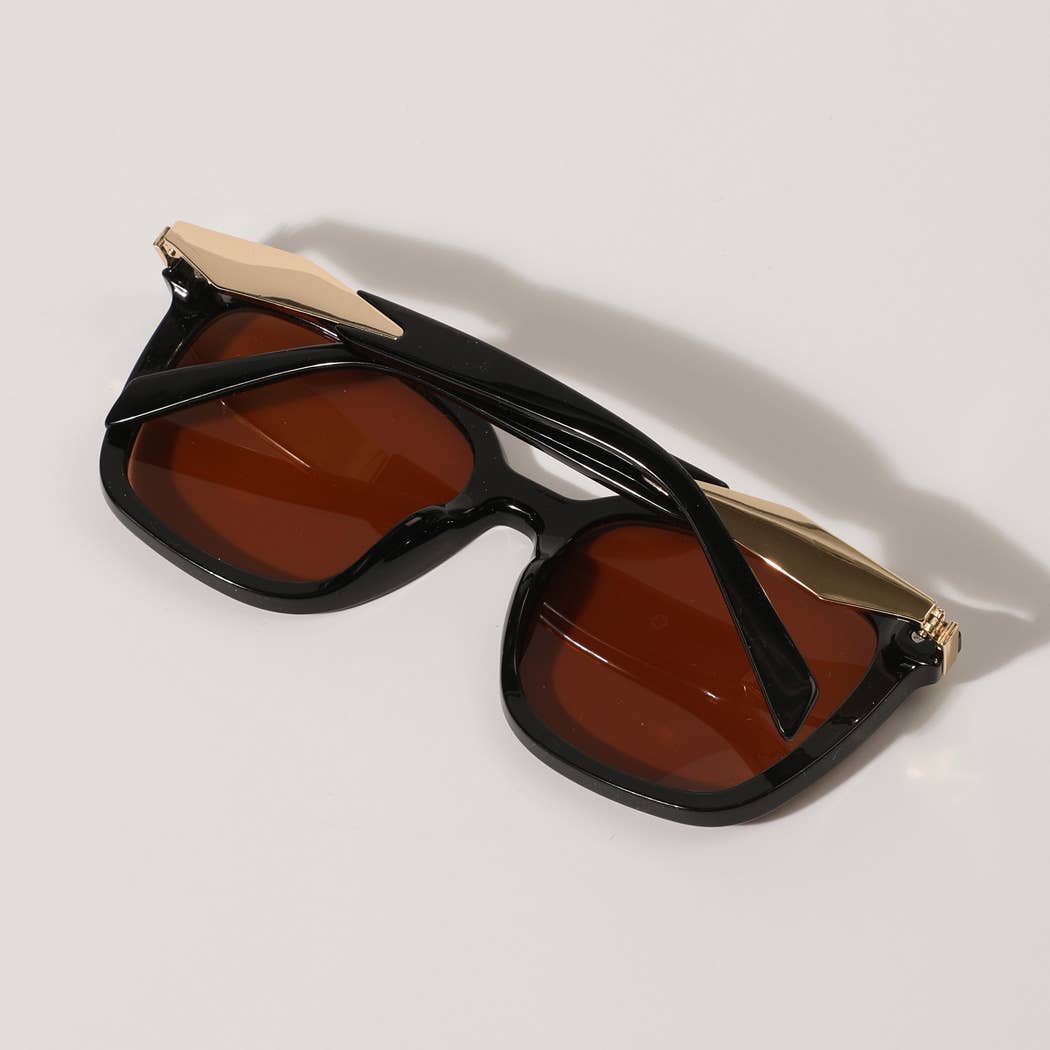 Fashion City sunglasses Solid Color Metal Deco Frame Fashion Sunglasses