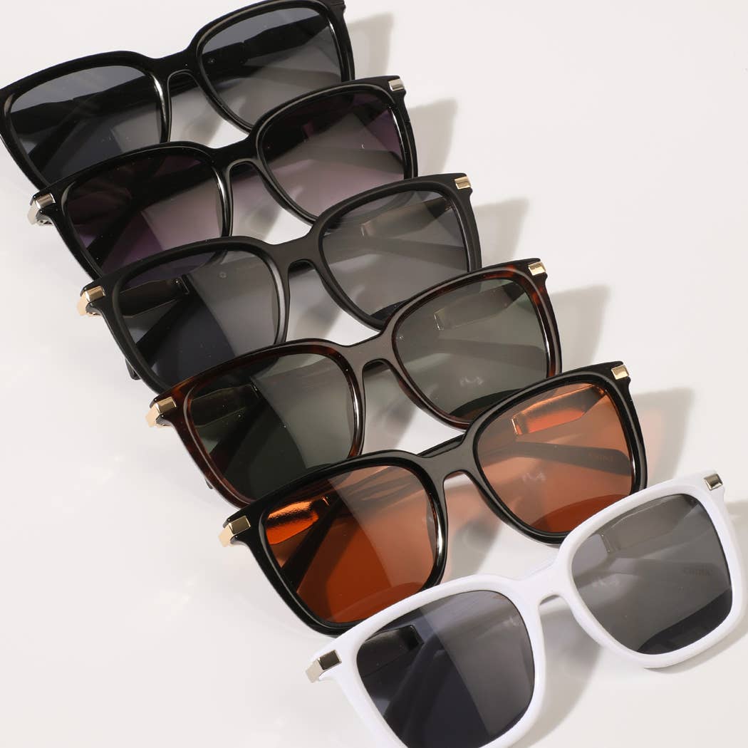 Fashion City sunglasses Solid Color Metal Deco Frame Fashion Sunglasses