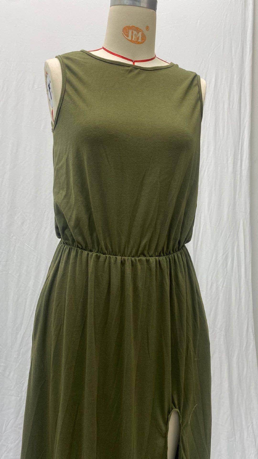 UNISHE Dress Solid Crew Neck Sleeveless Maxi Dress