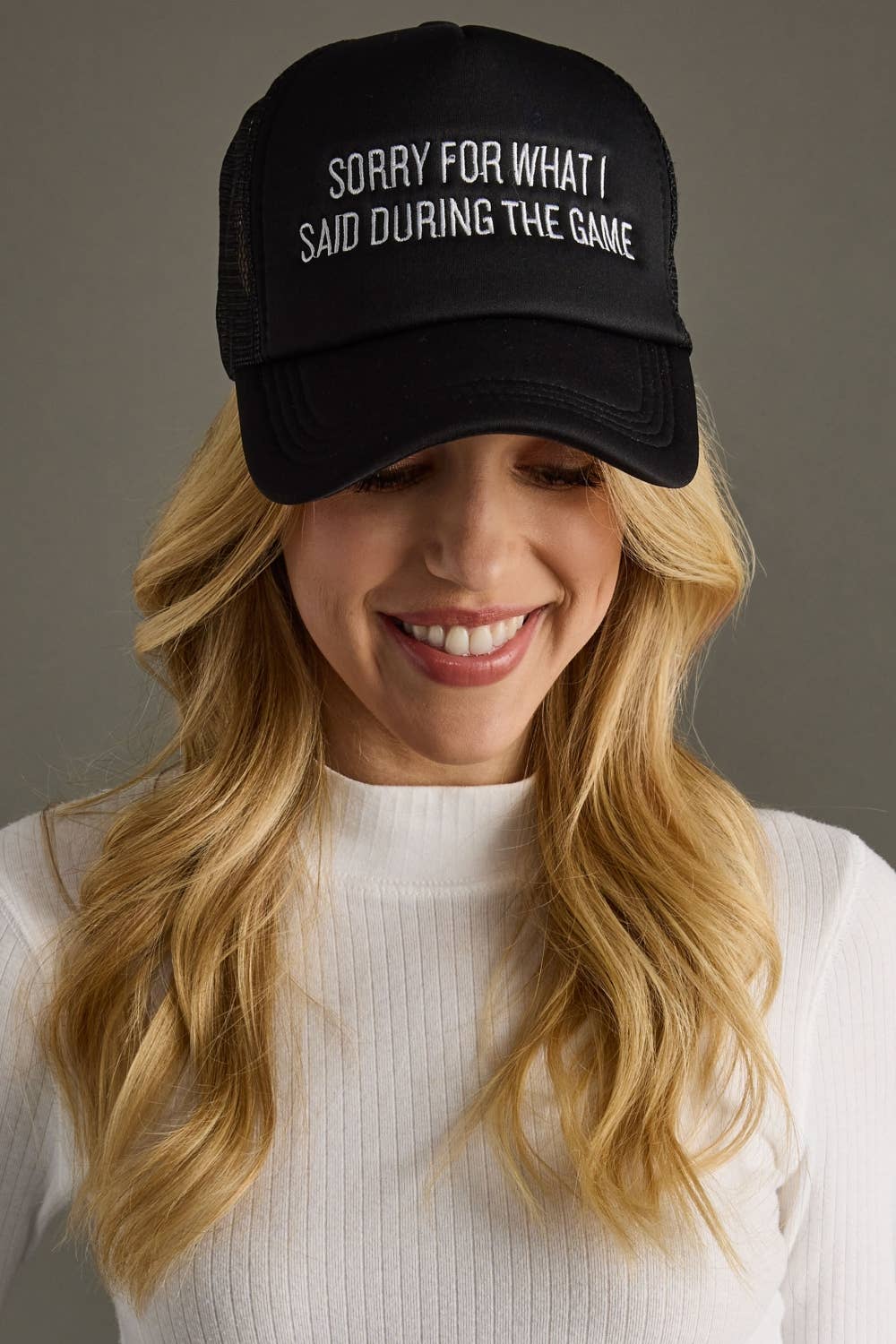 Sorry For What I Said During The Game Trucker Hat