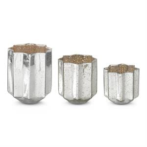 K&K Seasonal Decor Speckled Silver Mercury Glass Star Hurricane