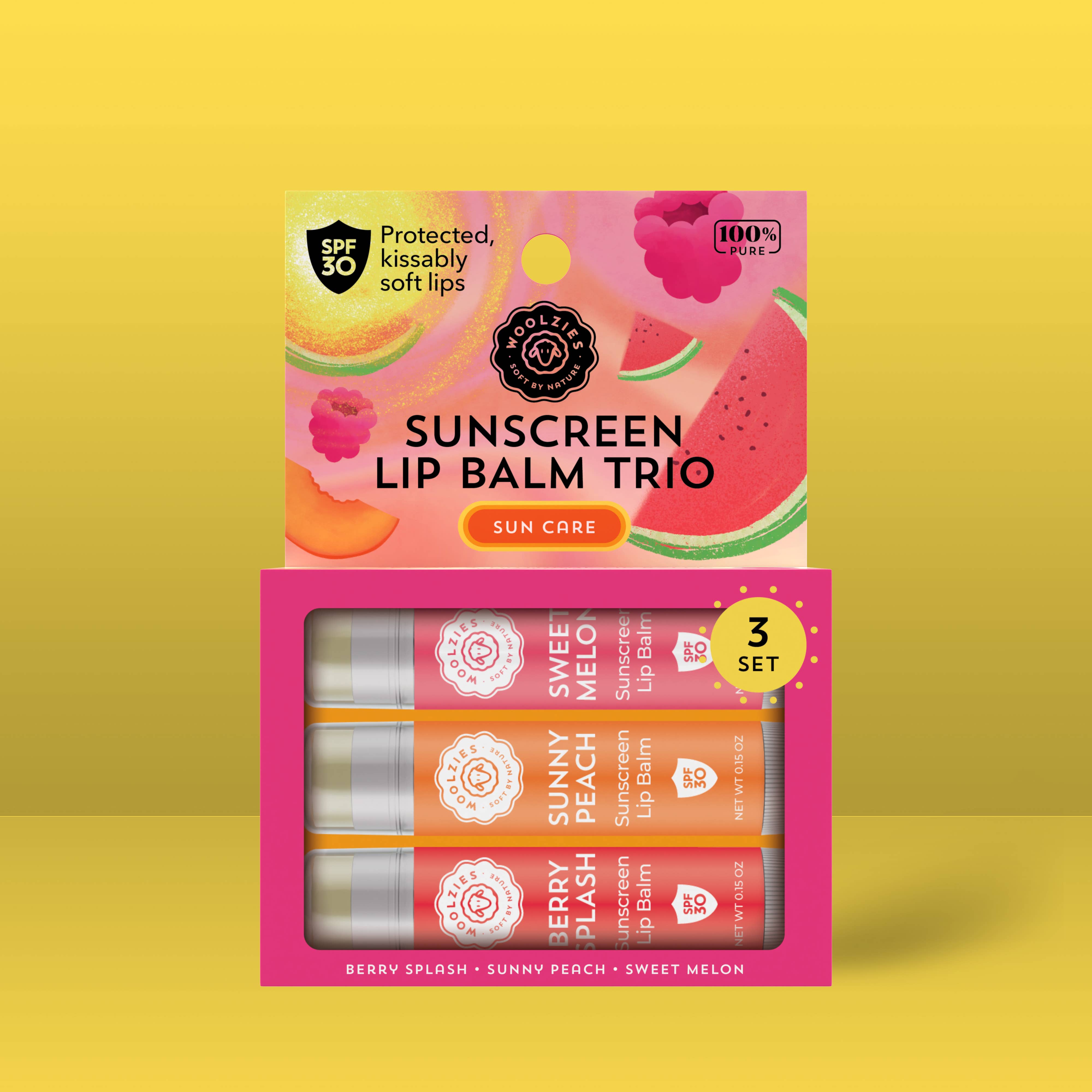 Woolzies Lip balm SPF Sunscreen Lip Balm Summer Trio