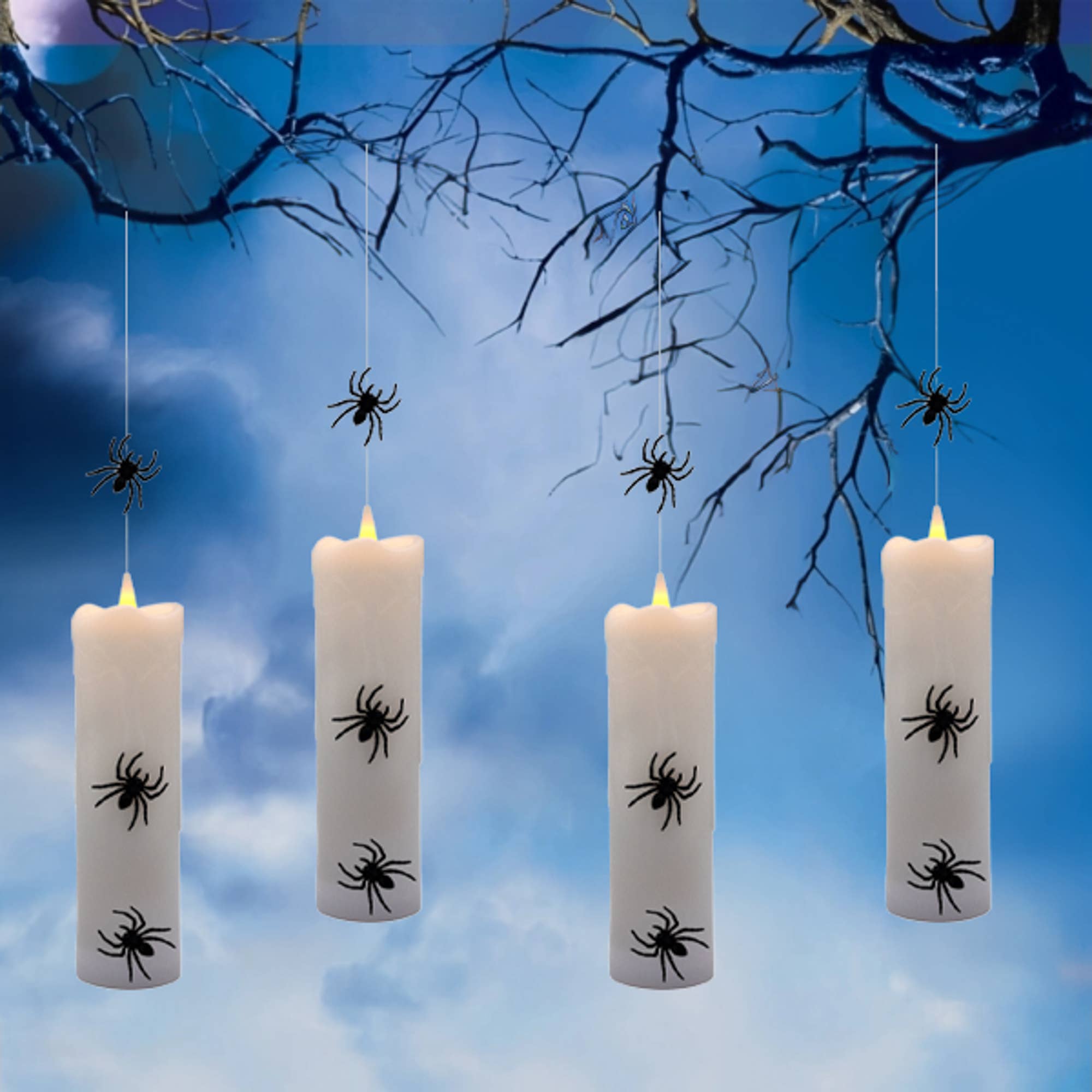 Spooky Hanging Spider Pillar Candles