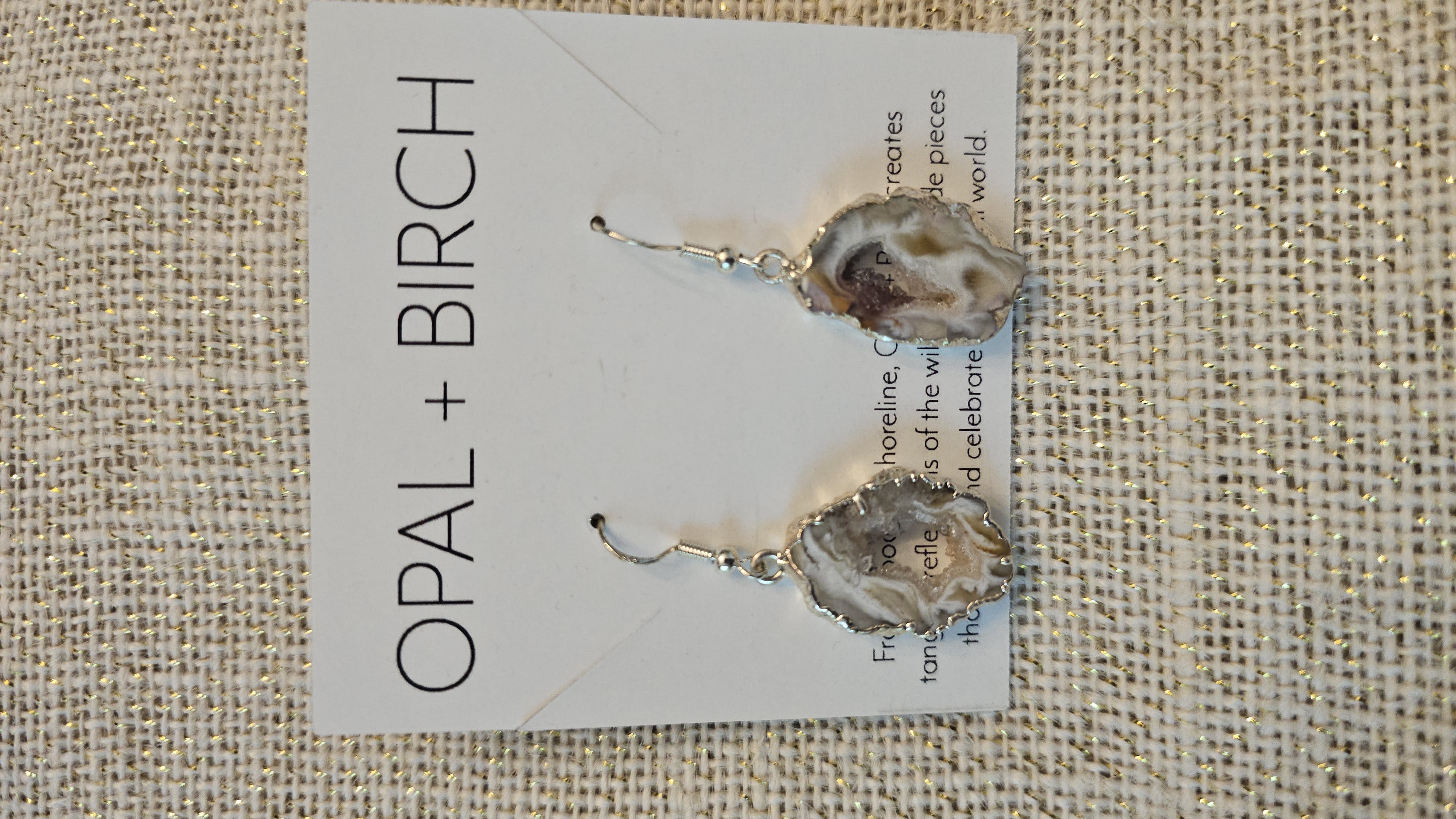 AB #26 (Alyssa B - Opal & Birch)) Jewelry Sterling Silver Agate Geode Earrings