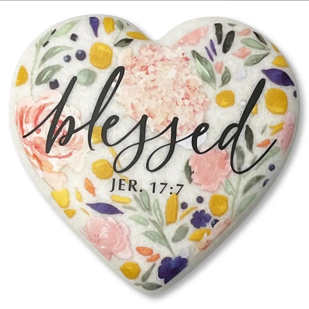 Stone Scripture Heart Blessed