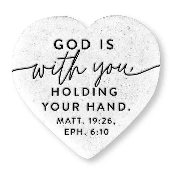 MJJ #8 (Melissa) Stone Scripture Heart Stone Scripture Heart God Is With You