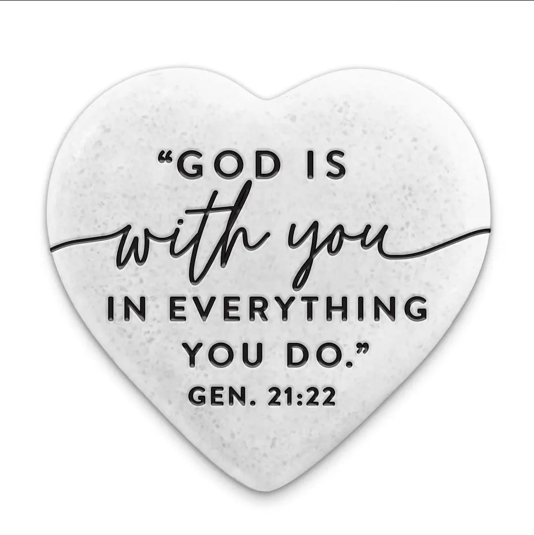 MJJ #8 (Melissa) Stone Scripture Heart Stone Scripture Heart God Is With You
