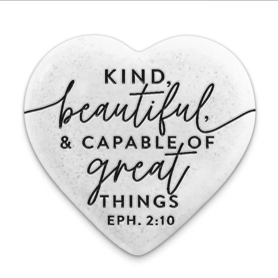 MJJ #8 (Melissa) Stone Scripture Heart Stone Scripture Heart Kind, Beautiful & Capable of Great Things