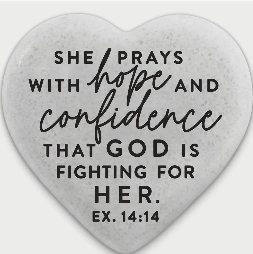 MJJ #8 (Melissa) Stone Scripture Heart Stone Scripture Heart She Prays With Hope