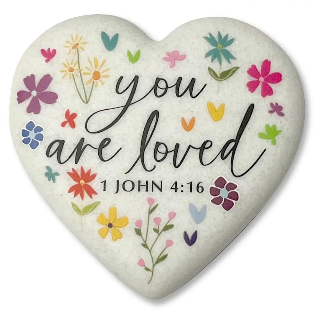 MJJ #8 (Melissa) Stone Scripture Heart Stone Scripture Heart You Are Loved
